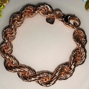 Vintage Milor Bronzo Italia Rope Bracelet 7” | Rose Gold Tone | Signed